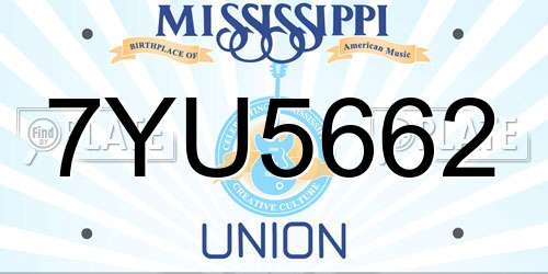 7YU5662 Mississippi License Plate