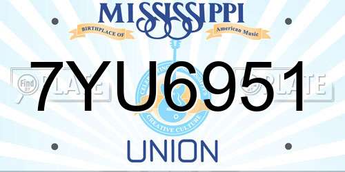 7YU6951 Mississippi License Plate