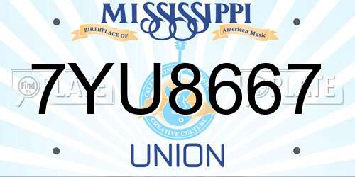7YU8667 Mississippi License Plate