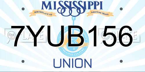 7YUB156 Mississippi License Plate