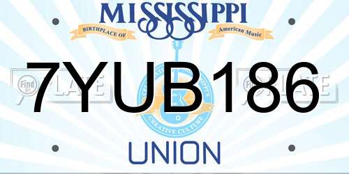 7YUB186 Mississippi License Plate