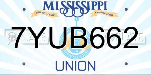 7YUB662 Mississippi License Plate