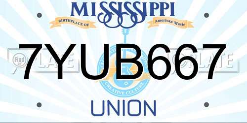 7YUB667 Mississippi License Plate