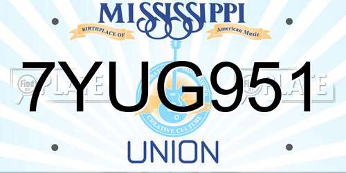 7YUG951 Mississippi License Plate