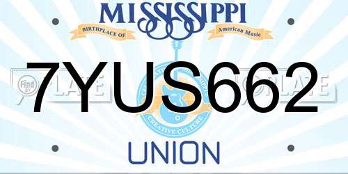 7YUS662 Mississippi License Plate