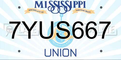 7YUS667 Mississippi License Plate