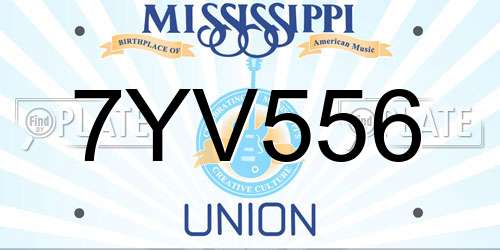 7YV556 Mississippi License Plate