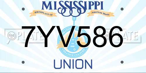 7YV586 Mississippi License Plate