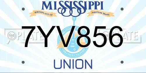 7YV856 Mississippi License Plate
