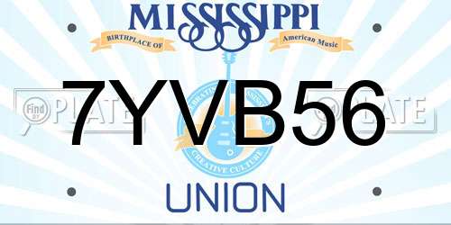 7YVB56 Mississippi License Plate