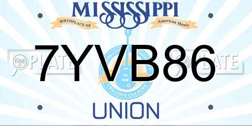 7YVB86 Mississippi License Plate