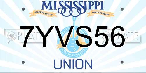 7YVS56 Mississippi License Plate