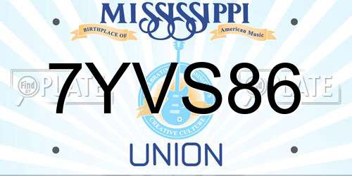 7YVS86 Mississippi License Plate