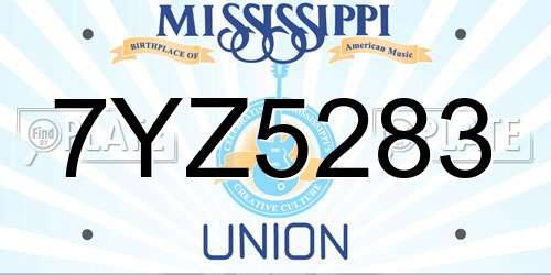 7YZ5283 Mississippi License Plate