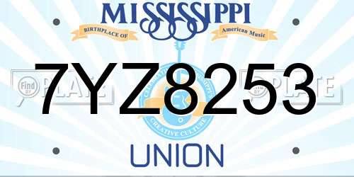 7YZ8253 Mississippi License Plate
