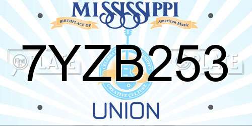 7YZB253 Mississippi License Plate