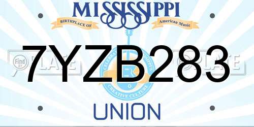 7YZB283 Mississippi License Plate