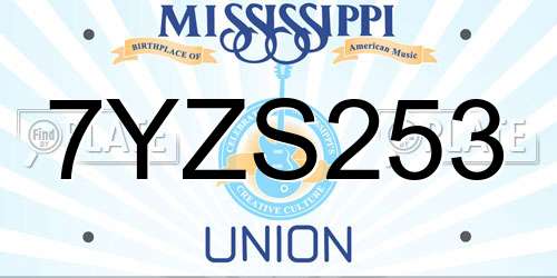 7YZS253 Mississippi License Plate
