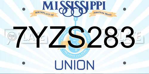 7YZS283 Mississippi License Plate