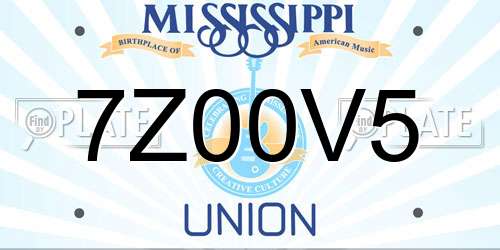7Z00V5 Mississippi License Plate
