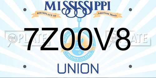 7Z00V8 Mississippi License Plate