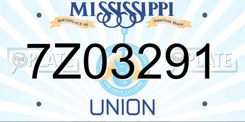7Z03291 Mississippi License Plate