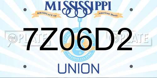 7Z06D2 Mississippi License Plate