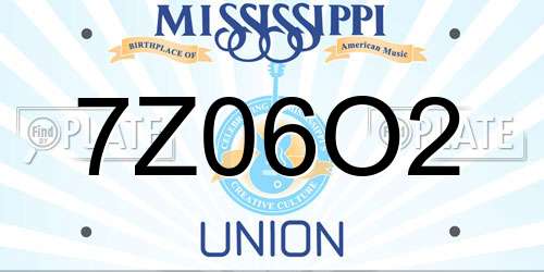 7Z06O2 Mississippi License Plate