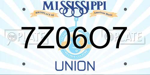 7Z06O7 Mississippi License Plate