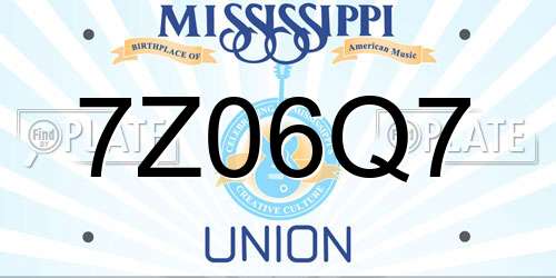 7Z06Q7 Mississippi License Plate