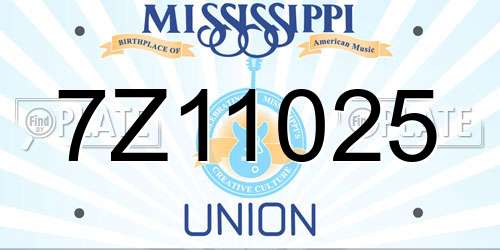 7Z11025 Mississippi License Plate