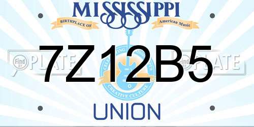 7Z12B5 Mississippi License Plate