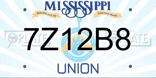 7Z12B8 Mississippi License Plate