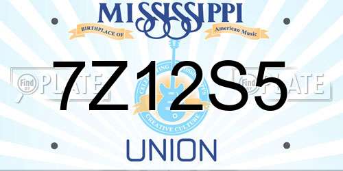7Z12S5 Mississippi License Plate