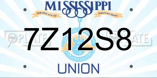 7Z12S8 Mississippi License Plate