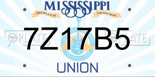 7Z17B5 Mississippi License Plate