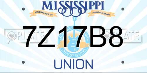 7Z17B8 Mississippi License Plate