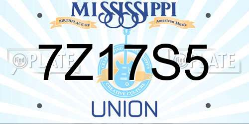 7Z17S5 Mississippi License Plate