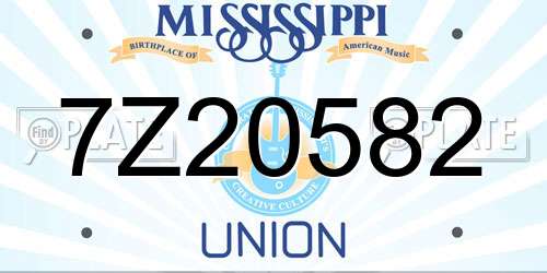 7Z20582 Mississippi License Plate