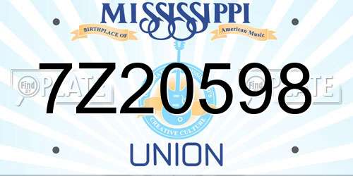 7Z20598 Mississippi License Plate