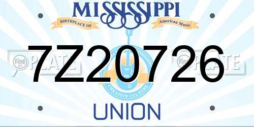 7Z20726 Mississippi License Plate