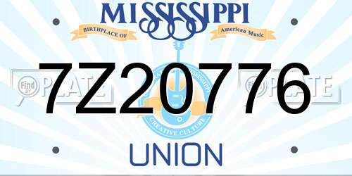 7Z20776 Mississippi License Plate