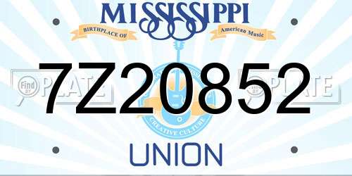 7Z20852 Mississippi License Plate