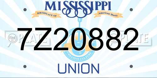 7Z20882 Mississippi License Plate