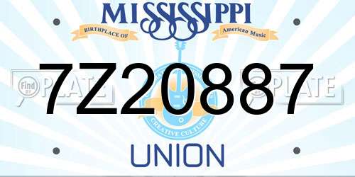 7Z20887 Mississippi License Plate
