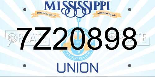 7Z20898 Mississippi License Plate