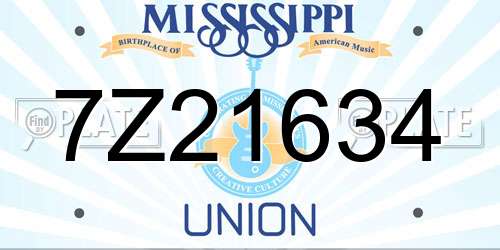 7Z21634 Mississippi License Plate