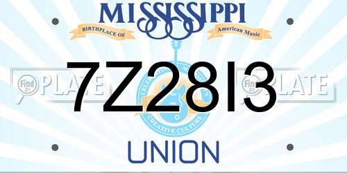 7Z28I3 Mississippi License Plate