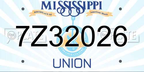 7Z32026 Mississippi License Plate