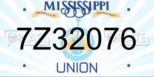 7Z32076 Mississippi License Plate